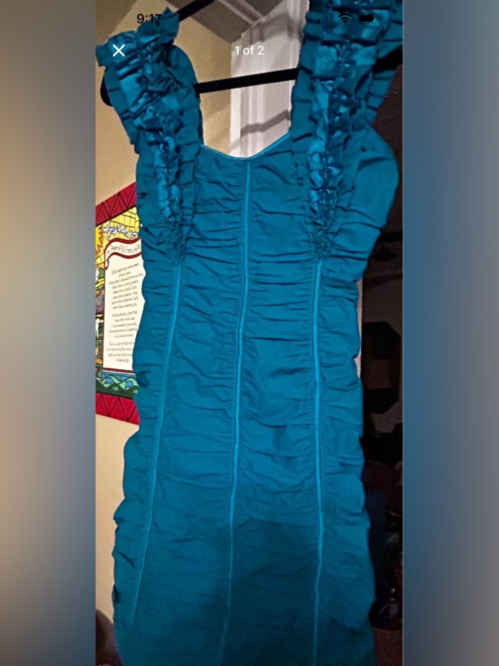 Turquoise Ruffled Bodycon Dress